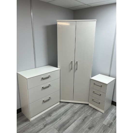 Destiny 3 Piece Bedroom Set Light Grey Gloss