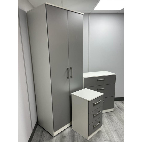 Destiny 3 Piece Bedroom Set Grey & White Destiny 3 Piece Bedroom Set Grey & White