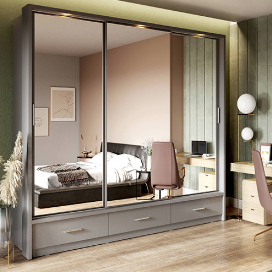Nevada Grey 250cm Sliding Wardrobe Nevada Grey 250cm Sliding Wardrobe